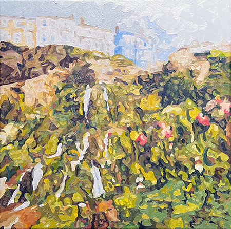 Zigzag Waterfall, Ventnor, Isle of Wight, oil on canvas 50 x 50 cm, William Greenwood 2025